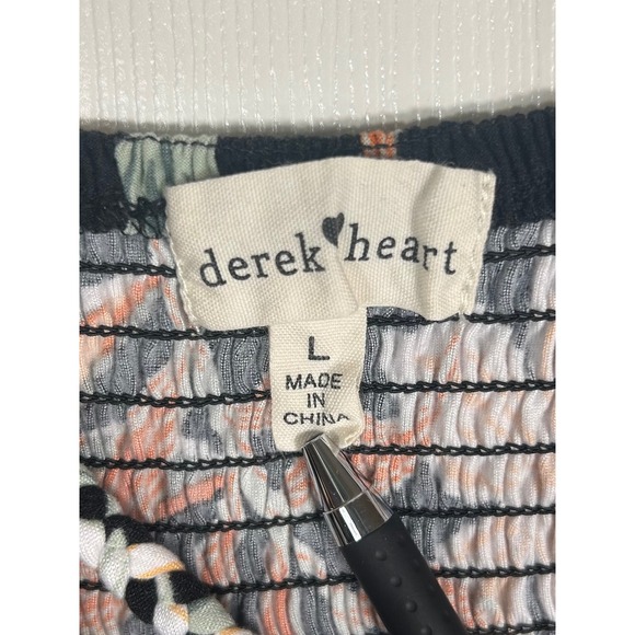 Derek Heart Womens Floral High Low Midi Dress Black Orange Tropical Size L - Picture 7 of 9